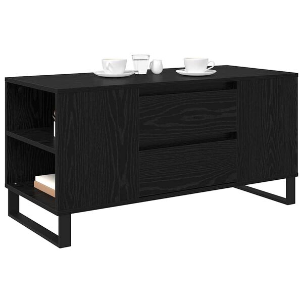 vidaXL Mesa de centro Carvalho Preto 102 x 44,5 x 50 cm