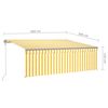vidaXL Toldo automático c/ estore/LED/sensor vento 4x3m amarelo/branco