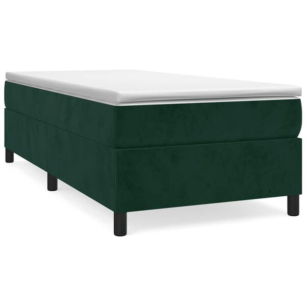vidaXL Cama com molas/colch&atilde;o 90x190 cm veludo verde-escuro