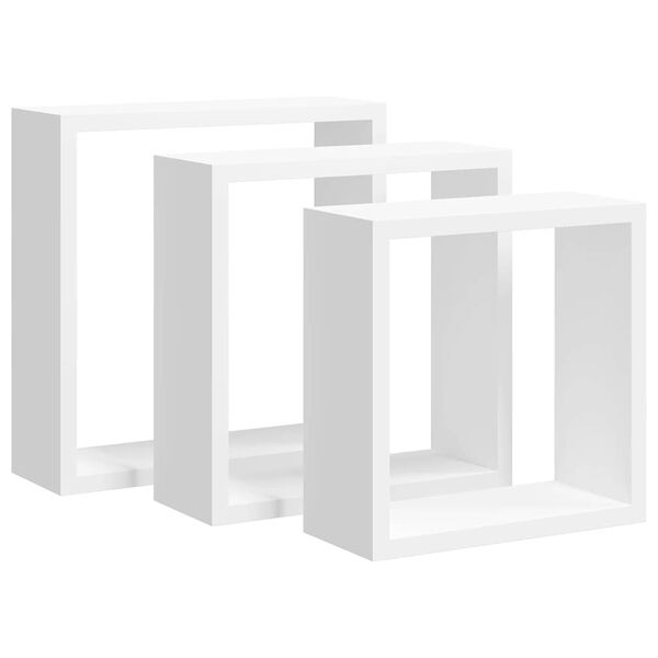 vidaXL Prateleiras de parede em forma de cubo 3 pcs MDF branco