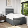 vidaXL Cama boxspring com colch&atilde;o 120x190 cm tecido cinzento-escuro