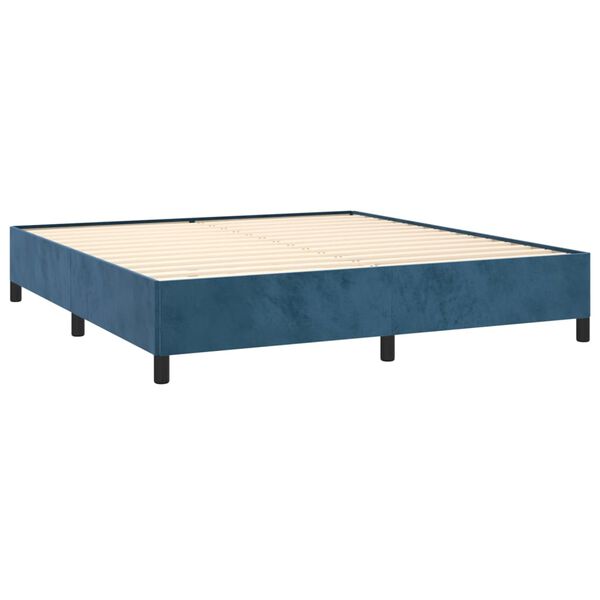 vidaXL Cama com molas/colch&atilde;o 160x200 cm veludo azul-escuro
