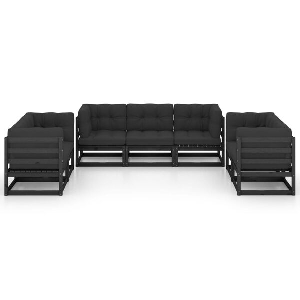 vidaXL 7 pcs conjunto lounge de jardim c/ almofadões pinho maciço