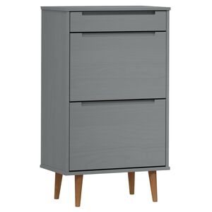 vidaXL Sapateira MOLDE 59,5x35x103 cm pinho maci&ccedil;o cinzento