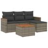 vidaXL 5 pcs conjunto sof&aacute;s de jardim c/ almofad&otilde;es vime PE cinzento