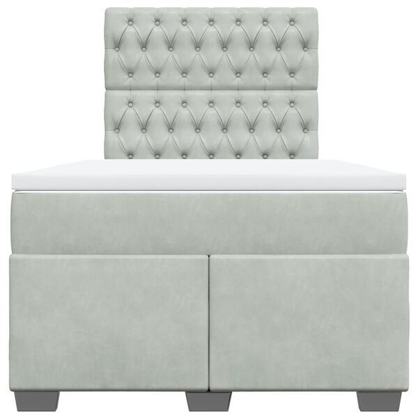 vidaXL Cama boxspring c/ colch&atilde;o 120x200 cm veludo cinzento-claro