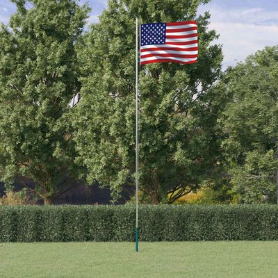 vidaXL Bandeira dos EUA e mastro 6,23 m alumínio