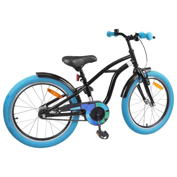 vidaXL Bicicleta Infantil 18 Polegadas para 5-7 anos Preto