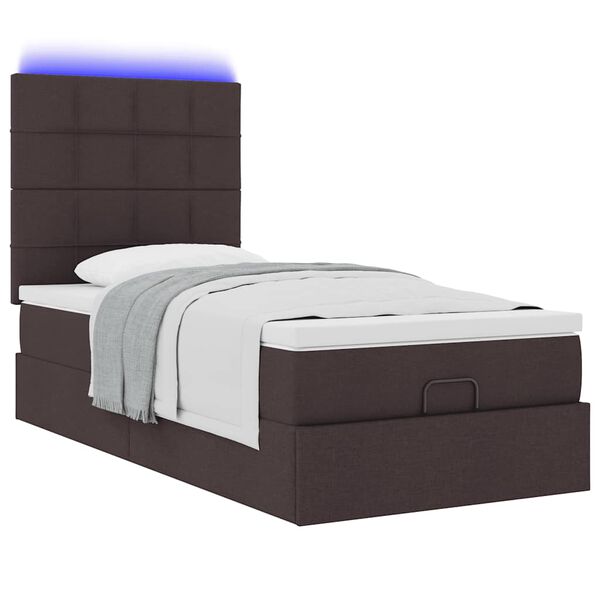vidaXL Estrutura cama otomana colch&atilde;o 80x200 cm tecido castanho escuro