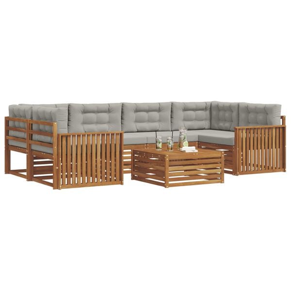 vidaXL Conjunto de Sof&aacute;s para Exterior 7 pcs Cinza Natural e Claro