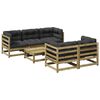vidaXL 6 pcs conjunto sof&aacute;s de jardim c/ almofad&otilde;es pinho impregnado