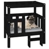 vidaXL Cama para c&atilde;es 65,5x50,5x70 cm madeira de pinho maci&ccedil;a preto