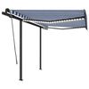 vidaXL Toldo autom&aacute;tico c/ LED e sensor de vento 3x2,5 m azul e branco