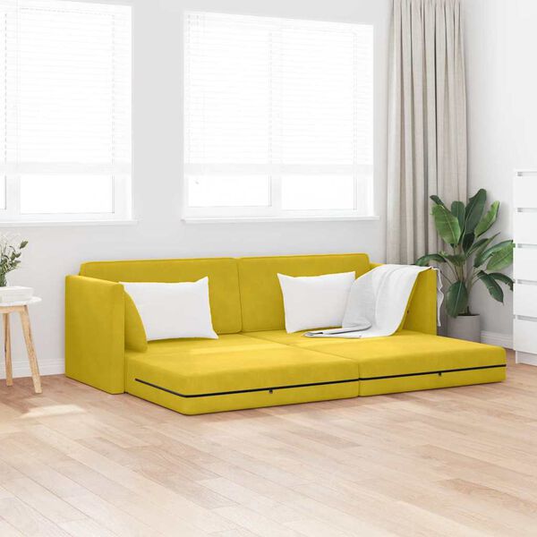 vidaXL Sof&aacute;-cama de ch&atilde;o 200cm Amarelo Veludo