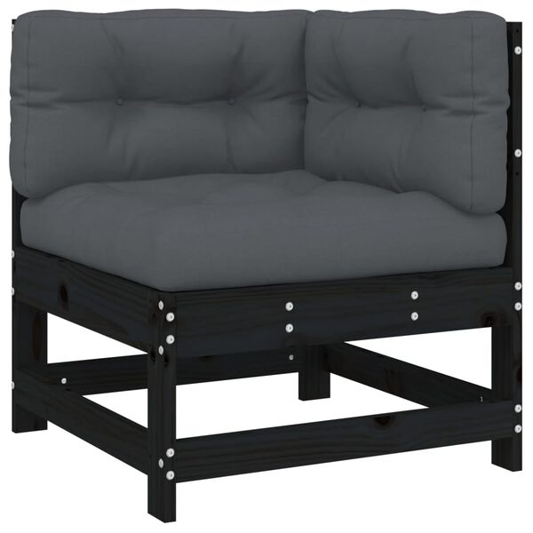 vidaXL 6pcs conjunto lounge jardim c/ almofad&otilde;es madeira maci&ccedil;a preto