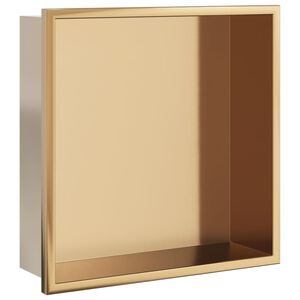 vidaXL Nicho parede p/ duche 32x32x9cm a&ccedil;o inoxid&aacute;vel dourado escovada