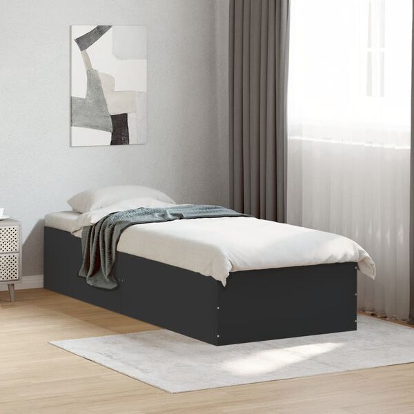 vidaXL Estrutura de cama 90x200 cm derivados de madeira preto