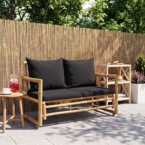 vidaXL Banco de jardim com almofad&otilde;es 115 cm bambu