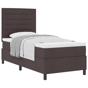 vidaXL Cama Box com colch&atilde;o Marrom Escuro 90 x 200 cm tecido