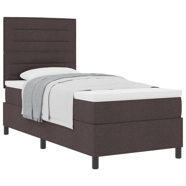 vidaXL Cama Box com colch&atilde;o Marrom Escuro 90 x 200 cm tecido