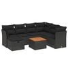vidaXL 8 pcs conjunto sof&aacute;s de jardim com almofad&otilde;es vime PE preto