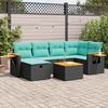 vidaXL 6 pcs conjunto sof&aacute;s de jardim c/ almofad&otilde;es vime PE preto