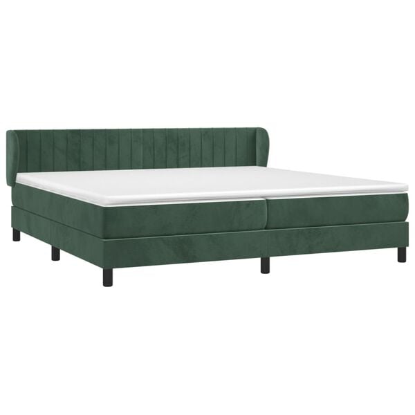vidaXL Cama com molas/colch&atilde;o 200x200 cm veludo verde-escuro