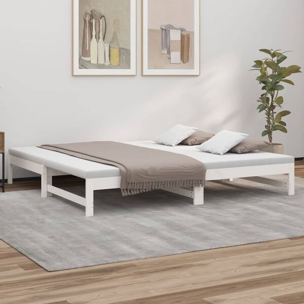 vidaXL Sof&aacute;-cama de puxar 2x(80x200) cm pinho maci&ccedil;o branco