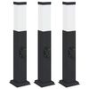 vidaXL Lumin&aacute;rias de poste com tomada, 3 pe&ccedil;as, 50 cm, pretas, IP44