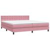 vidaXL Cama box spring c/ colch&atilde;o e LED 180x210 cm veludo Rosa