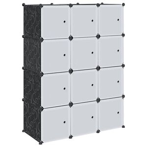 vidaXL Organizador de arruma&ccedil;&atilde;o com 12 cubos e portas PP preto