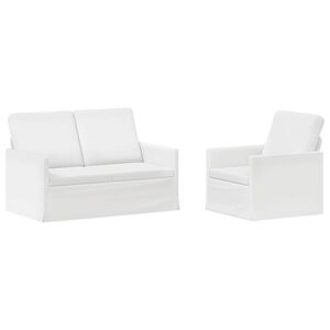 vidaXL Conjunto de Sof&aacute;s 2 pcs Branco Tecido
