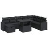 vidaXL 9 pcs conjunto de sof&aacute;s p/ jardim c/ almofad&otilde;es vime PE preto