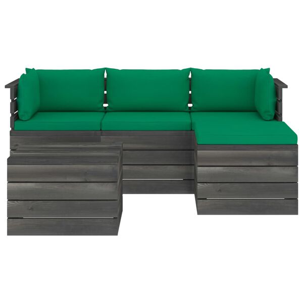 vidaXL 5 pcs conjunto lounge de paletes + almofad&otilde;es madeira de pinho