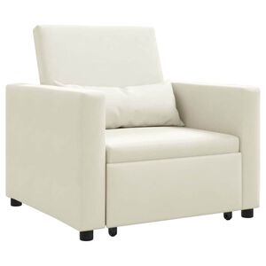 vidaXL Sof&aacute;-camas retr&aacute;til individual com rodas Creme Veludo