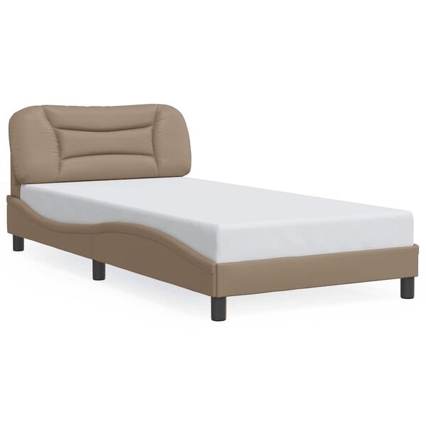 vidaXL Estrutura de cama sem colch&atilde;o Hvar 100x200 cm couro artificial cappuccino
