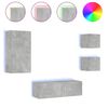 vidaXL 4 pcs m&oacute;veis de parede para TV com luzes LED cinzento cimento