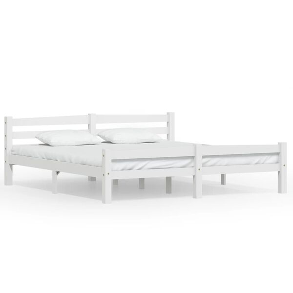 vidaXL Estrutura de cama em pinho maci&ccedil;o 180x200 cm branco