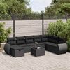 vidaXL 9 pcs conjunto de sof&aacute;s p/ jardim c/ almofad&otilde;es vime PE preto