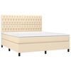 vidaXL Cama box spring c/ colch&atilde;o e LED 180x200 cm tecido cor creme