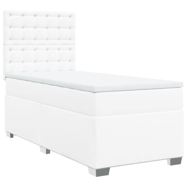 vidaXL Cama com molas/colch&atilde;o 100x200 cm couro artificial branco