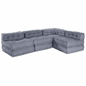 vidaXL Unidade de Sof&aacute; Modular Tecido Cinzento 210 x 140 x 56 cm