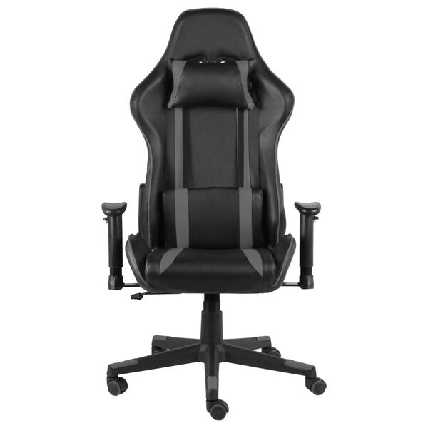 vidaXL Cadeira de gaming girat&oacute;ria PVC cinzento