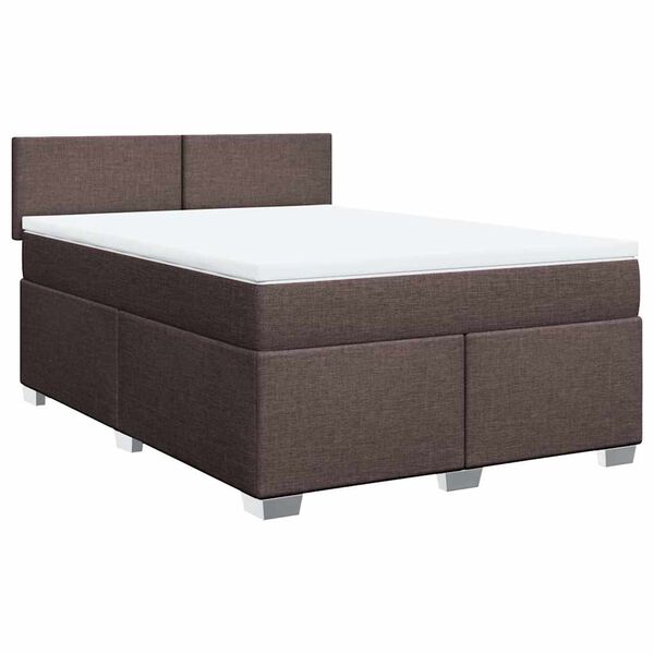 vidaXL Cama com molas/colch&atilde;o 140x190 cm tecido castanho-escuro