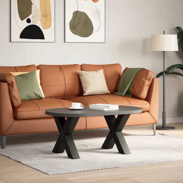 vidaXL P&eacute;s para mesa de centro em formato de X, 2 pe&ccedil;as, preto, 60x (42-43) cm, a&ccedil;o