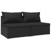 vidaXL 2 pcs conjunto lounge de jardim c/ almofad&otilde;es vime PE preto