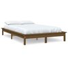 vidaXL Estrutura de cama de casal 135x190 cm pinho maci&ccedil;o castanho mel