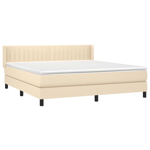 vidaXL Cama com molas/colch&atilde;o 180x200 cm tecido cor creme