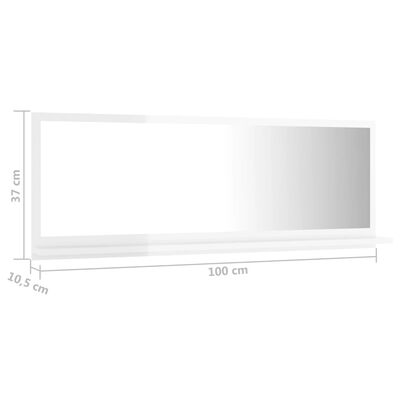 vidaXL Espelho casa de banho 100x10,5x37cm contrap. branco brilhante