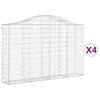 vidaXL Cestos gabi&atilde;o arqueados 4pcs 200x30x120/140cm ferro galvanizado